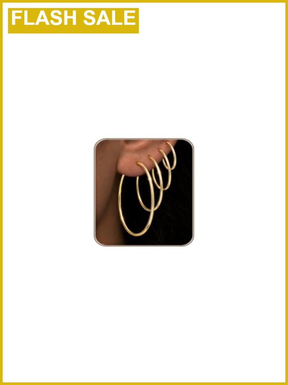14K Gold Plated Thin Hoop Earrings Set 4 Pairs